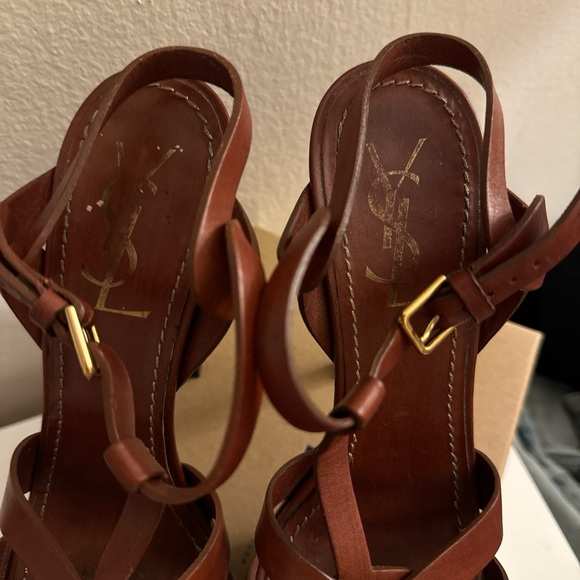 YSL tribute sandals 38.5 leather tan - Picture 3 of 4